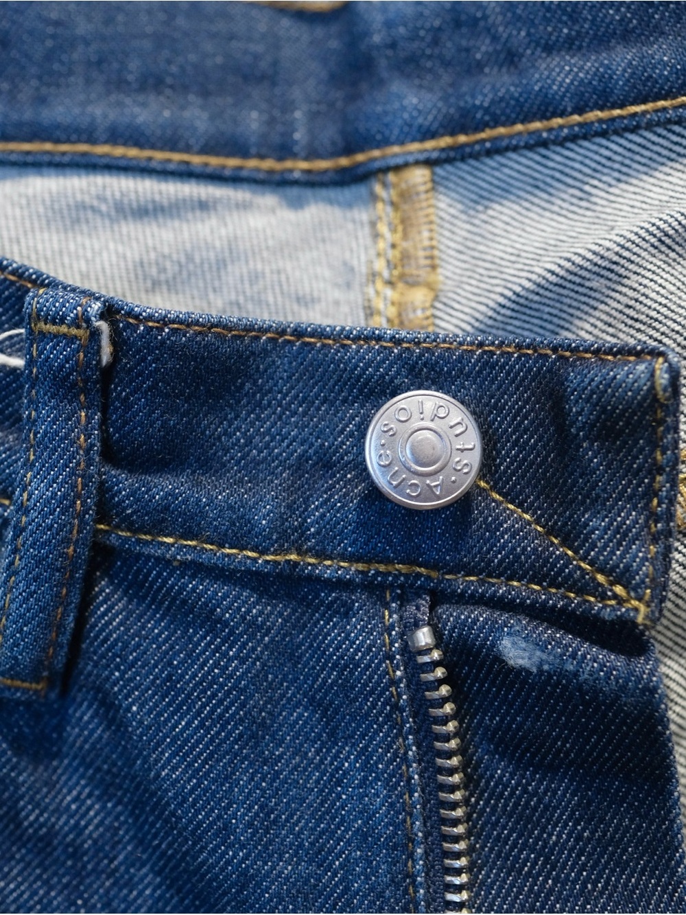Acne Studios Blå Konst Max Indigo Jeans Size 30x29 Slim Fit Low Rise Zip Italy - Picture 5 of 9